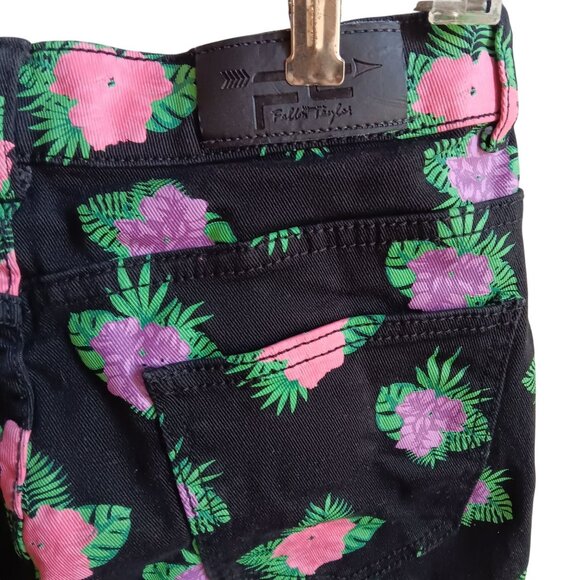 FALLON TAYLOR Women’s Jeans, 29 Floral Printed Stretch Bootcut Denim 29x33 Black - Picture 4 of 5